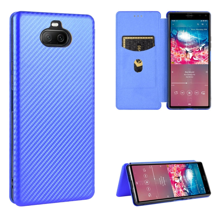Carbon Fiber Texture Magnetic Horizontal Flip TPU + PC + PU Leather Case with Card Slot, For Sony Xperia 8 Lite, For Sony Xperia 8, For Sony Xperia 10 II, For Sony Xperia L4