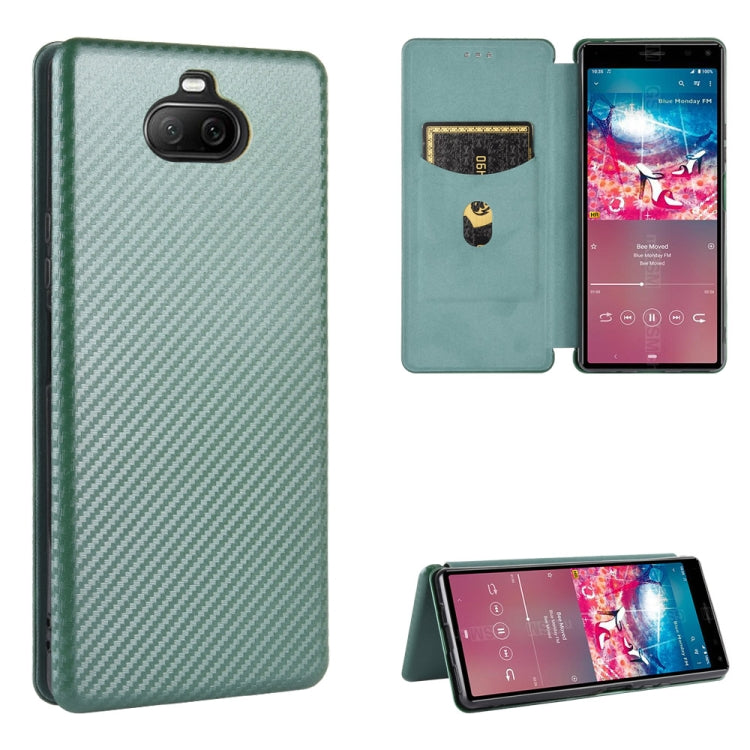 Carbon Fiber Texture Magnetic Horizontal Flip TPU + PC + PU Leather Case with Card Slot, For Sony Xperia 8 Lite, For Sony Xperia 8, For Sony Xperia 10 II, For Sony Xperia L4
