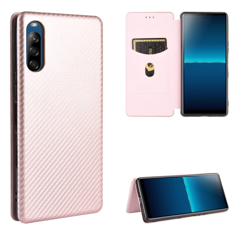 Carbon Fiber Texture Magnetic Horizontal Flip TPU + PC + PU Leather Case with Card Slot, For Sony Xperia 8 Lite, For Sony Xperia 8, For Sony Xperia 10 II, For Sony Xperia L4