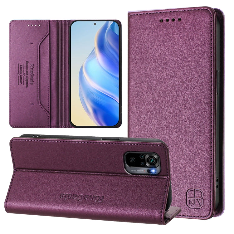 RC01 Dual-Folded Magnetic Suction RFID Leather Phone Case, For Redmi Note 10 5G / Note 10T 5G, For Redmi Note 10 4G / Note 10S 4G, For Redmi Note 10 Pro 4G / Note 10 Pro Max