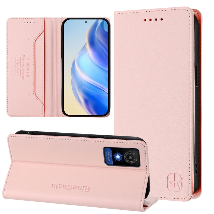 RC01 Dual-Folded Magnetic Suction RFID Leather Phone Case, For TCL 501, For TCL 505, For TCL 502