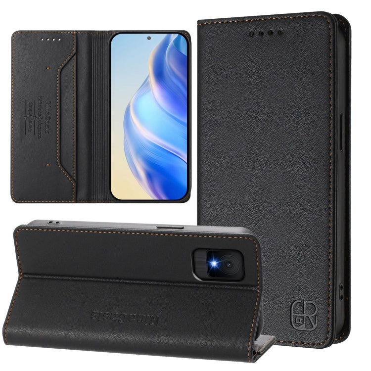 RC01 Dual-Folded Magnetic Suction RFID Leather Phone Case, For TCL 501, For TCL 505, For TCL 502
