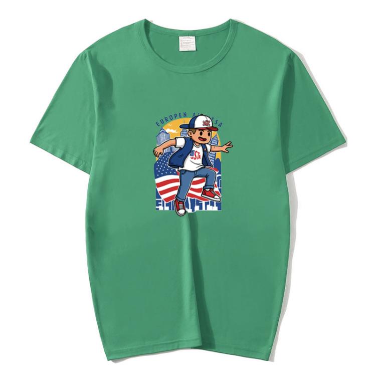 Boy Printed Round Neck Modal Short Sleeve T-shirt Print On Your Demand, M, POD T-Shirt, L