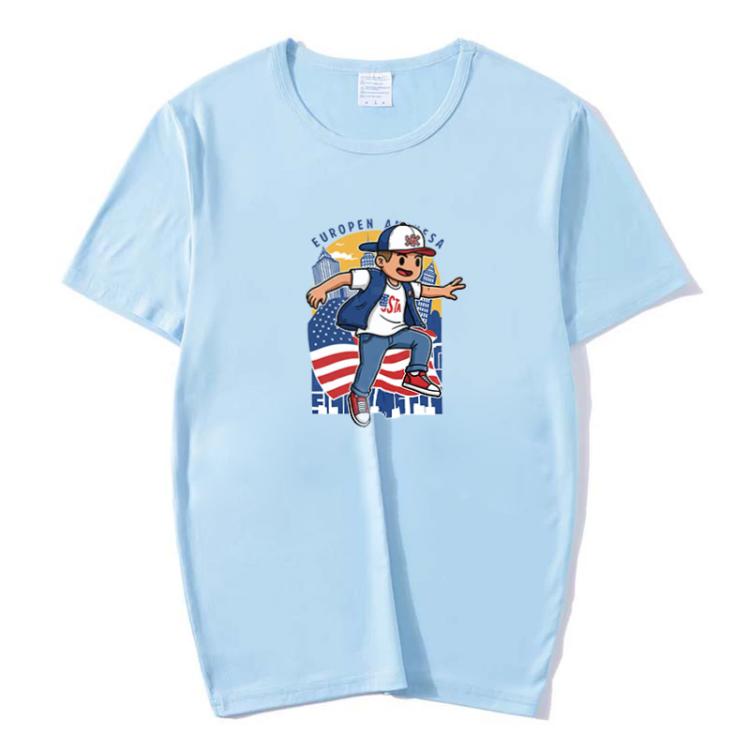 Boy Printed Round Neck Modal Short Sleeve T-shirt Print On Your Demand, M, POD T-Shirt, L