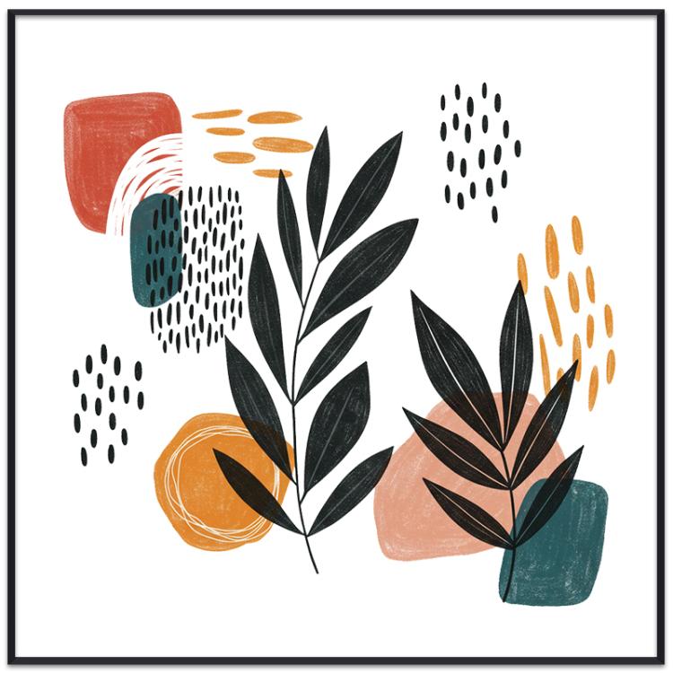 Abstract Leaves Decorative Painting with PS Frame Print On Your Demand, 15x20cm, 20x20cm, 30x30cm, 40x40cm, 50x50cm, 60x60cm, 70x70cm, 80x80cm, 90x90cm