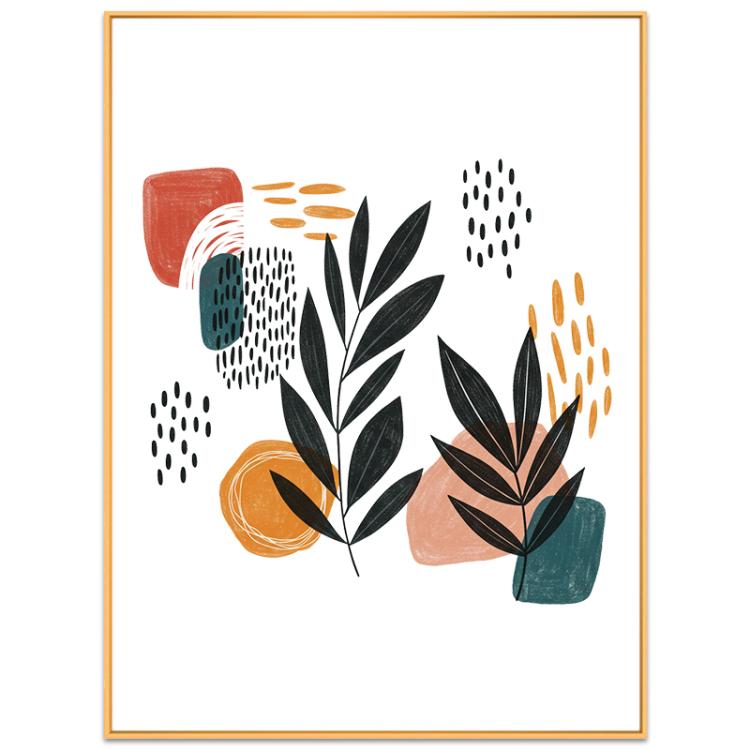 Abstract Leaves Decorative Painting with Aluminum Alloy Frame Print On Your Demand, 15x20cm, 20x20cm, 30x30cm, 40x40cm, 50x50cm, 60x60cm, 70x70cm, 80x80cm, 90x90cm