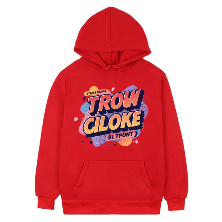 Orange Alphabet Printed Fleece Hooded Sweatshirt Print On Your Demand, XS, S, M, L, XL, XXL, XXXL
