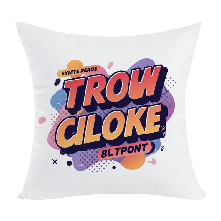 Orange Alphabet Printed Sofa Pillow Case No Core Print On Your Demand, 35x35cm, 40x40cm, 45x45cm