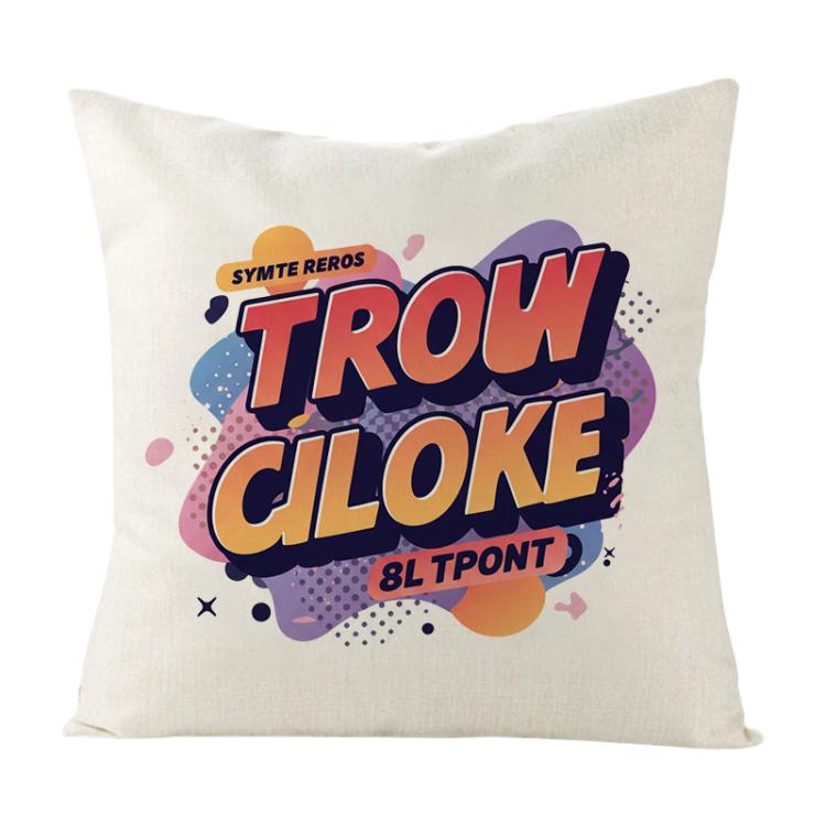 Orange Alphabet Printed Sofa Pillow Case No Core Print On Your Demand, 35x35cm, 40x40cm, 45x45cm