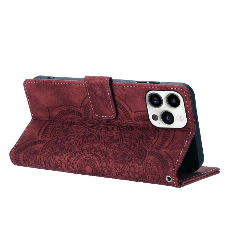 Mandala Embossed Retro Frosted Leather Phone Case, For iPhone 14 Pro Max, For iPhone 7 / 8 / SE 2022, For iPhone 13 Pro Max, For iPhone 13 Pro