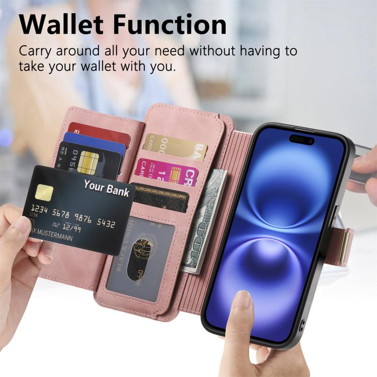 Ring Zipper Wallet RFID Blocking MagSafe Leather Phone Case, For iPhone 14 Plus, For iPhone 14, For iPhone 14 Pro