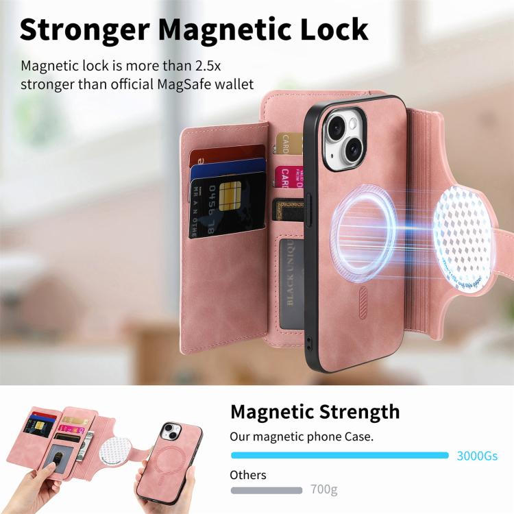 Ring Zipper Wallet RFID Blocking MagSafe Leather Phone Case, For iPhone 14 Plus, For iPhone 14, For iPhone 14 Pro