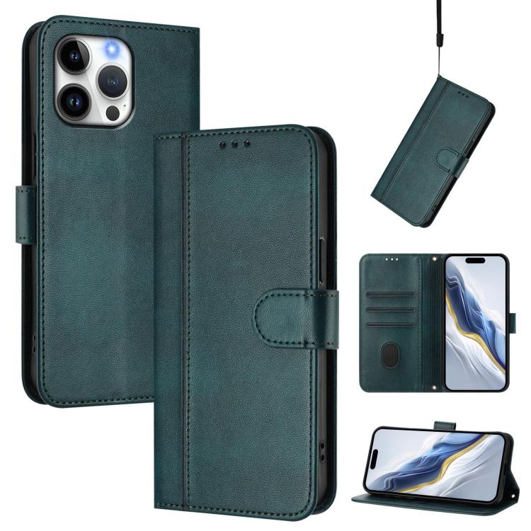 Line Splicing Buckle Retro Leather Phone Case, For iPhone 17, For iPhone Air, For iPhone 16 Pro Max