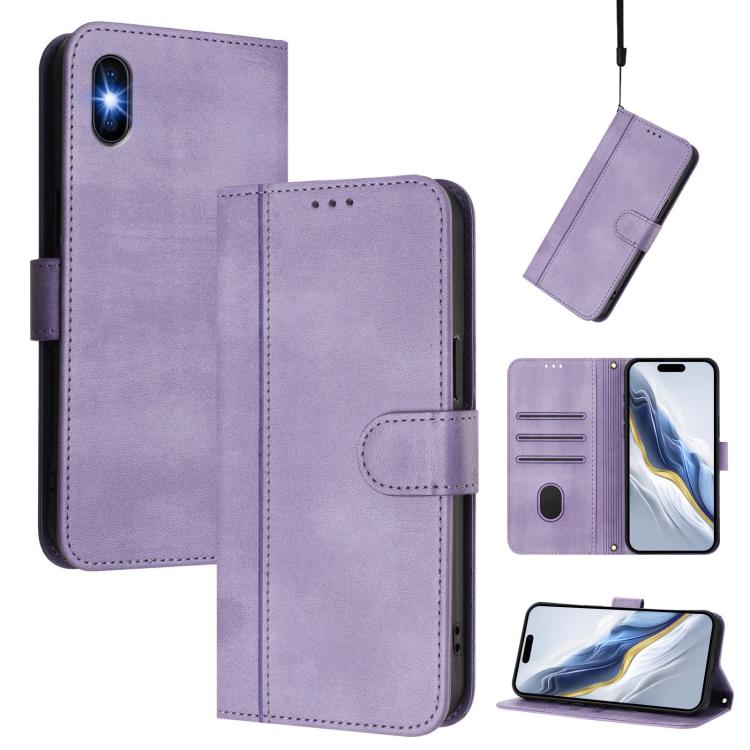 Line Splicing Buckle Retro Leather Phone Case, For iPhone X / XS, For iPhone XR, For iPhone XS Max