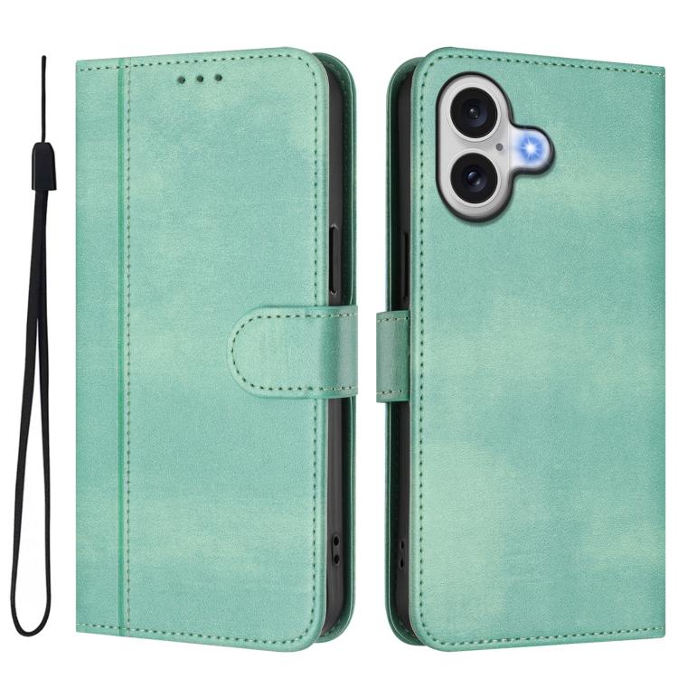 Line Splicing Buckle Retro Leather Phone Case, For iPhone 17, For iPhone Air, For iPhone 16 Pro Max