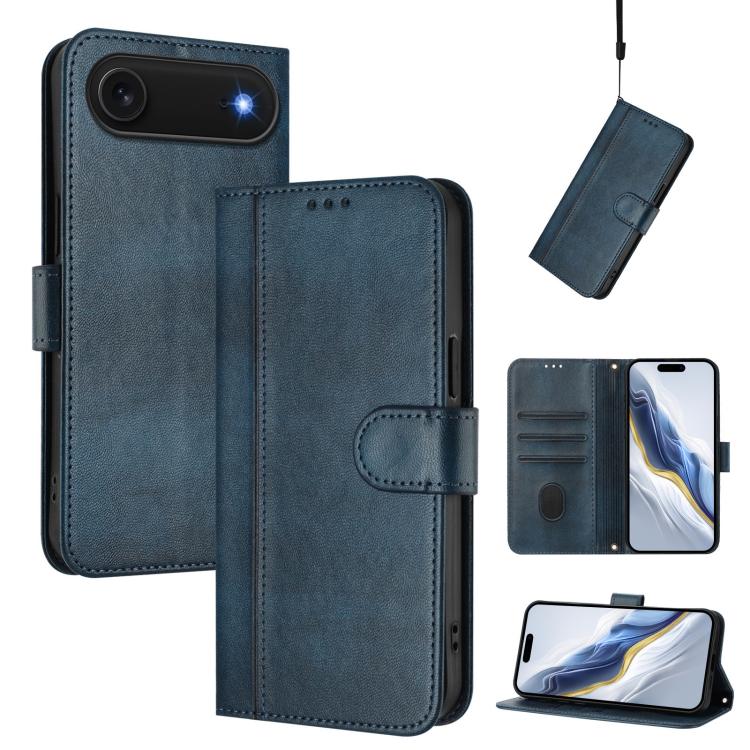 Line Splicing Buckle Retro Leather Phone Case, For iPhone 17, For iPhone Air, For iPhone 16 Pro Max