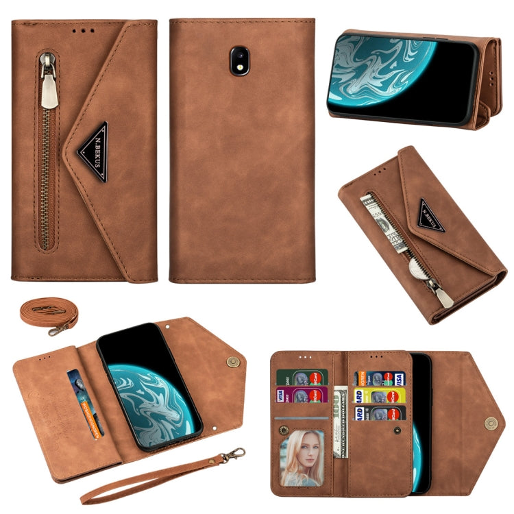 Skin Feel Zipper Horizontal Flip Leather Case with Holder & Card Slots & Photo Frame & Lanyard & Long Rope, For Samsung Galaxy J5 (2017) / J530 EU Version, For Samsung Galaxy J7 (2017) / J730 EU Version, For Samsung Galaxy S7, For Samsung Galaxy S7 edge