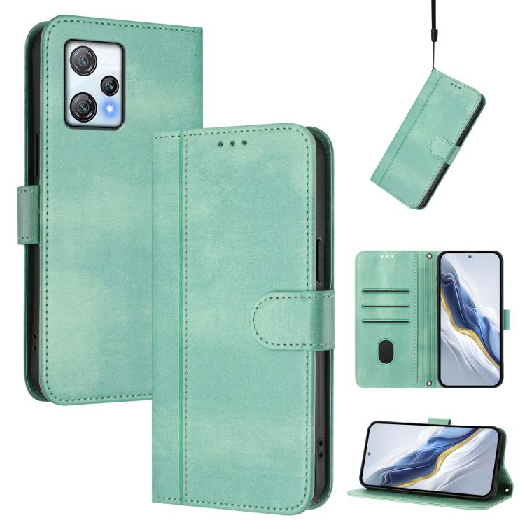 Line Splicing Buckle Retro Leather Phone Case, For Blackview A53