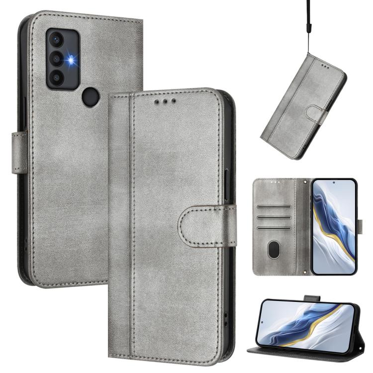 Line Splicing Buckle Retro Leather Phone Case, For TCL 30 SE, For TCL 30 XE 5G / TCL 30 V 5G