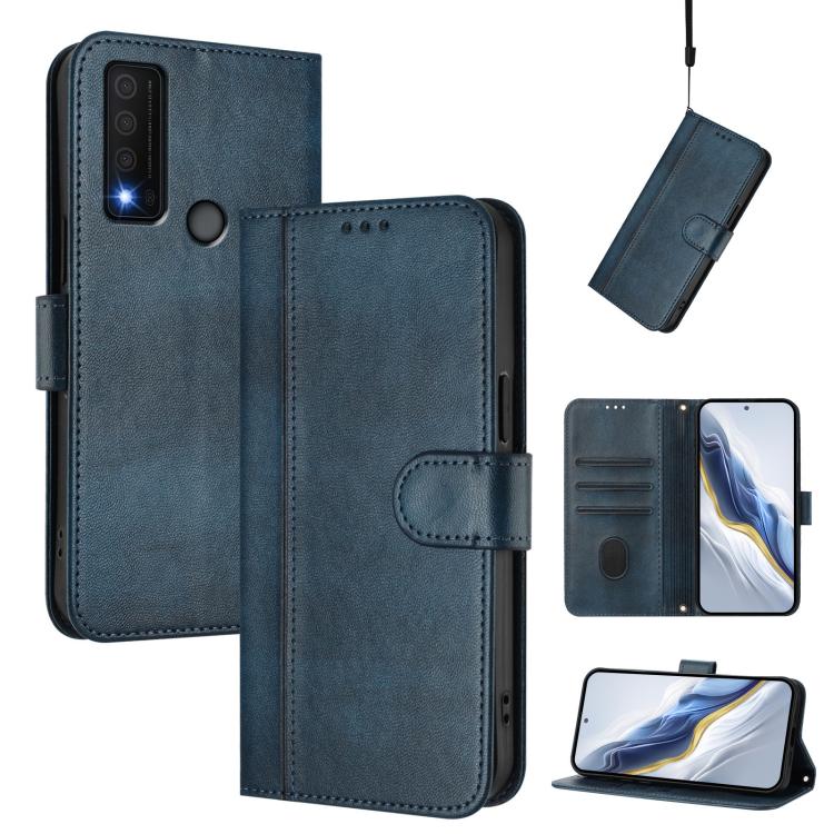 Line Splicing Buckle Retro Leather Phone Case, For TCL 30 SE, For TCL 30 XE 5G / TCL 30 V 5G