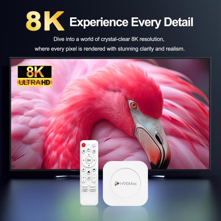 H96 Max M1 Plus Android 14.0 Smart TV Box, RK3528 Quad-core ARM Cortex-A53, 2GB+16GB, 4GB+32GB, 4GB+128GB