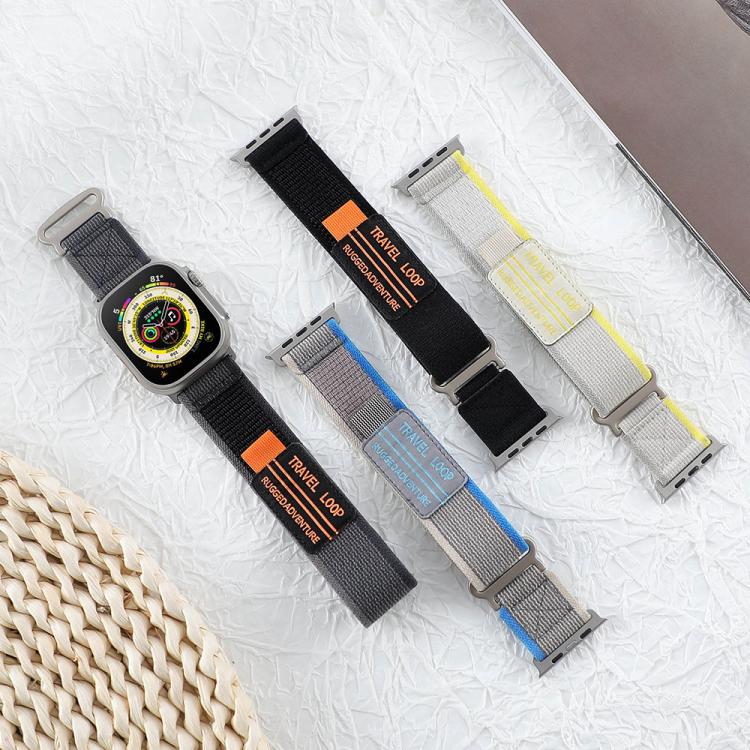 xDfind Double Section Metal Buckle Loop Nylon Braided Watch Band, For Apple Watch 46mm / 49mm / 45mm / 44mm, For Apple Watch 42mm / 41mm / 40mm / 38mm