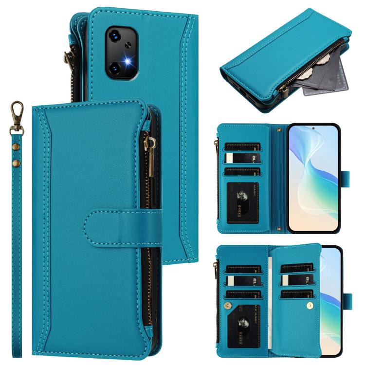 Magnetic Closure 9 Card Slots Zipper Leather Case with Hand Strap, For Umidigi G9 5G / Note 9 5G, For Umidigi Bison X20, For Umidigi Power 7 / Power 7S, For Umidigi Power 7 Max