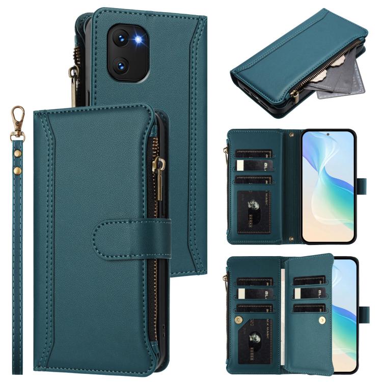 Magnetic Closure 9 Card Slots Zipper Leather Case with Hand Strap, For Umidigi G9 5G / Note 9 5G, For Umidigi Bison X20, For Umidigi Power 7 / Power 7S, For Umidigi Power 7 Max