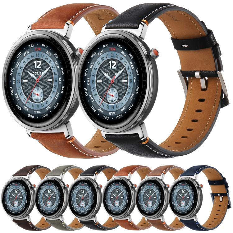 xDfind  Flat Crazy Horse Leather Pin Buckle Watch Band, 20mm, 22mm