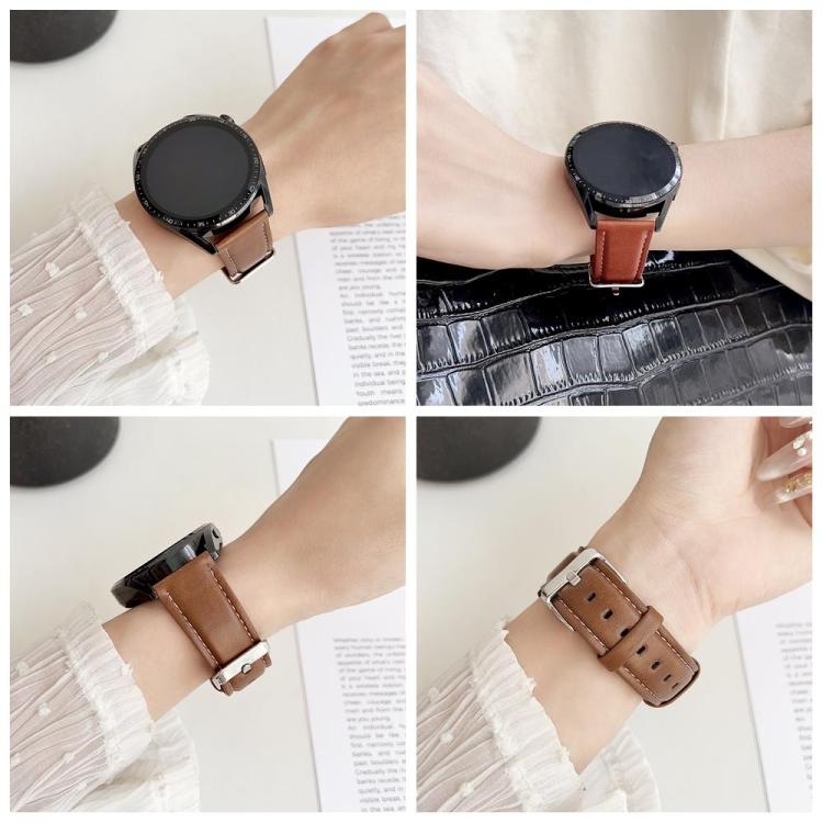 xDfind  Flat Crazy Horse Leather Pin Buckle Watch Band, 20mm, 22mm