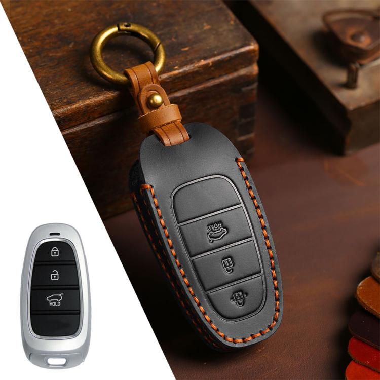 For Hyundai Staria / Sonata 3-button B121 Crazy Horse Cowhide Car Key Protection Cover, For Hyundai Staria 3-button, For Hyundai Staria / Sonata 3-button