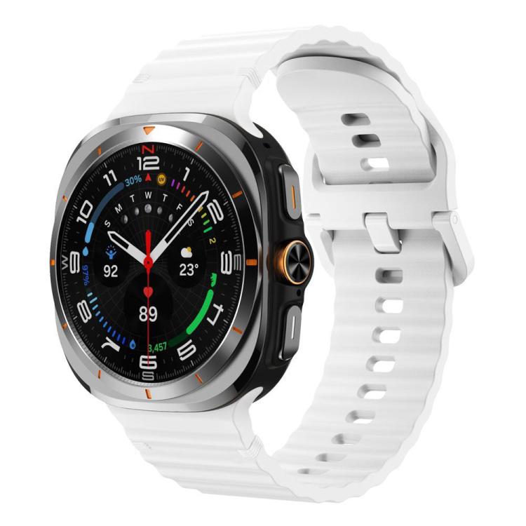For Galaxy Watch9 / 8 / 8 Classic xDfind Wavy Grain Stitched Silicone Watch Band, L