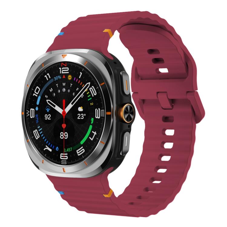 For Galaxy Watch9 / 8 / 8 Classic xDfind Wavy Grain Stitched Silicone Watch Band, L