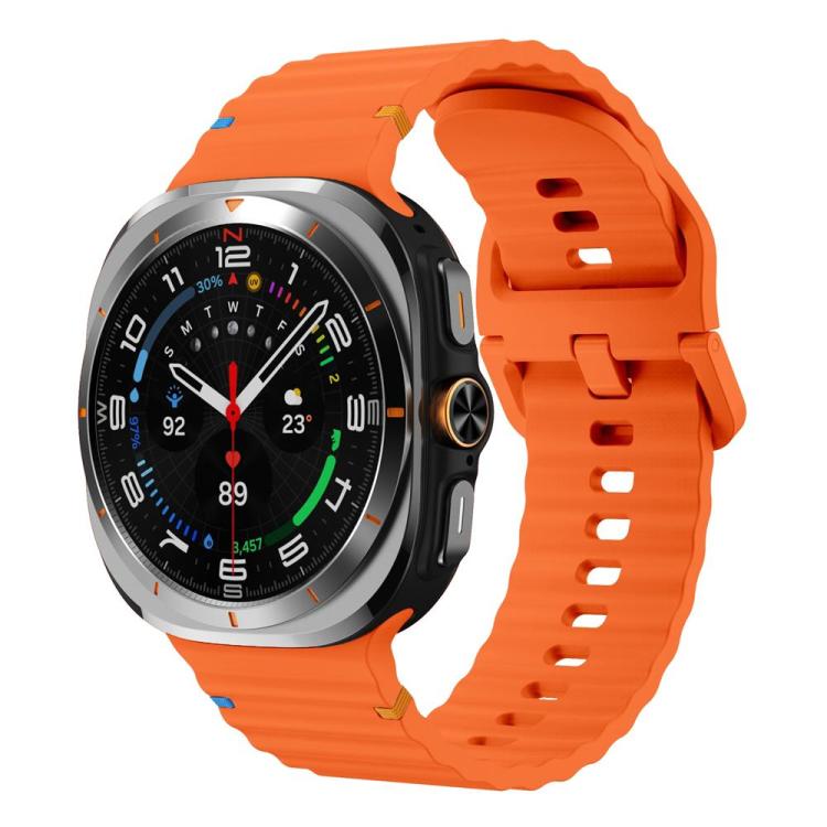 For Galaxy Watch9 / 8 / 8 Classic xDfind Wavy Grain Stitched Silicone Watch Band, L
