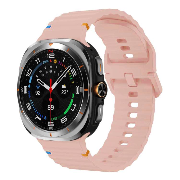 For Galaxy Watch9 / 8 / 8 Classic xDfind Wavy Grain Stitched Silicone Watch Band, L