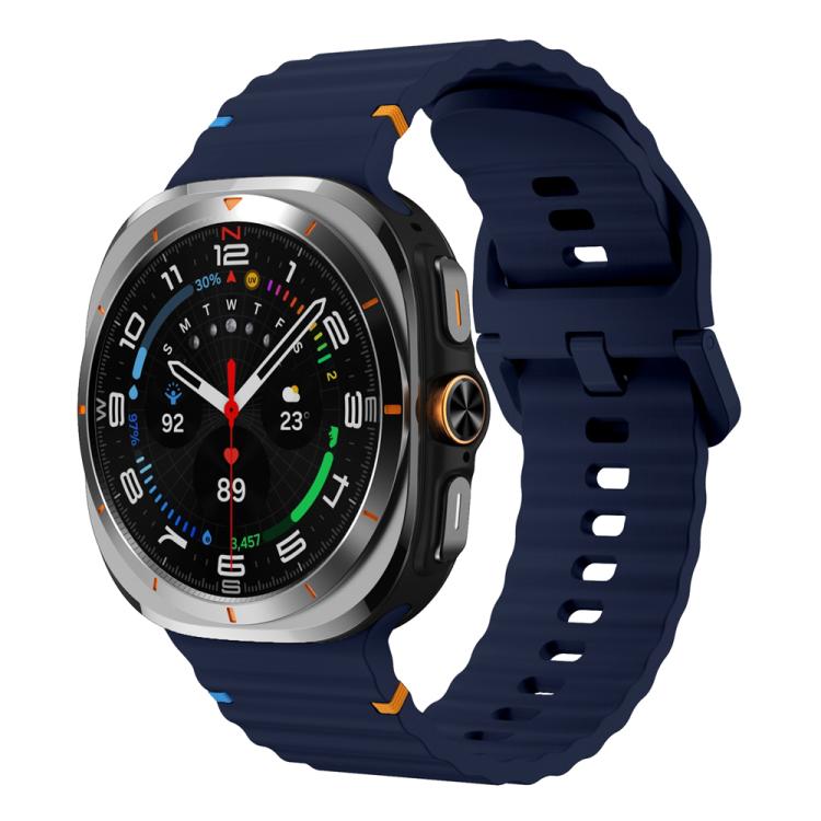 For Galaxy Watch9 / 8 / 8 Classic xDfind Wavy Grain Stitched Silicone Watch Band, L