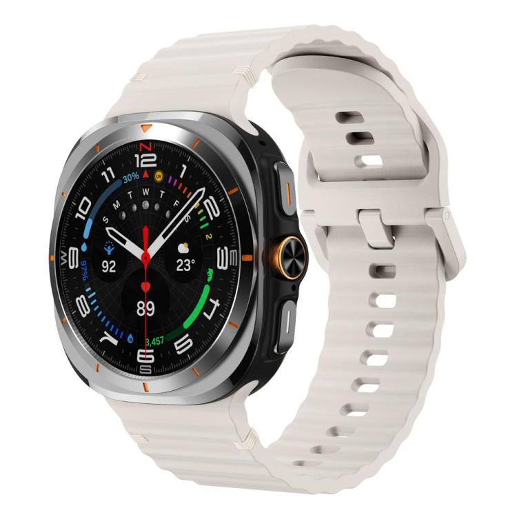 For Galaxy Watch9 / 8 / 8 Classic xDfind Wavy Grain Stitched Silicone Watch Band, L