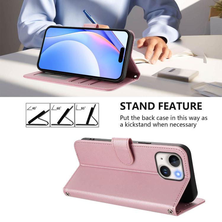 Litter Panda Embossing RFID Leather Phone Case with Lanyard, For iPhone 15, For iPhone 14 Plus, For iPhone 14 / 13, For iPhone 14 Pro