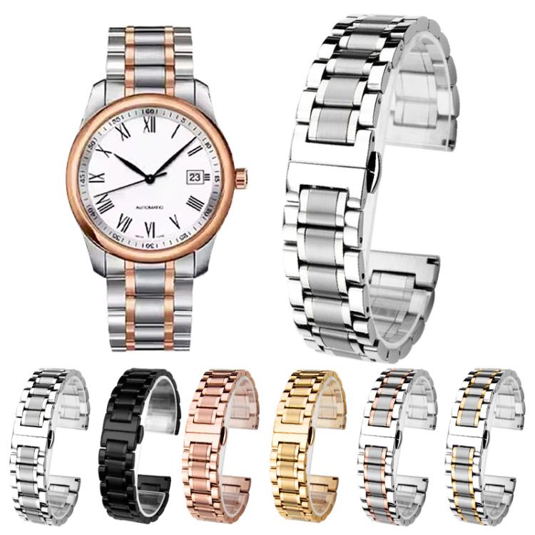 xDfind Five-bead Solid Stainless Steel Butterfly Buckle Watch Band, 14mm, 18mm, 20mm, 22mm