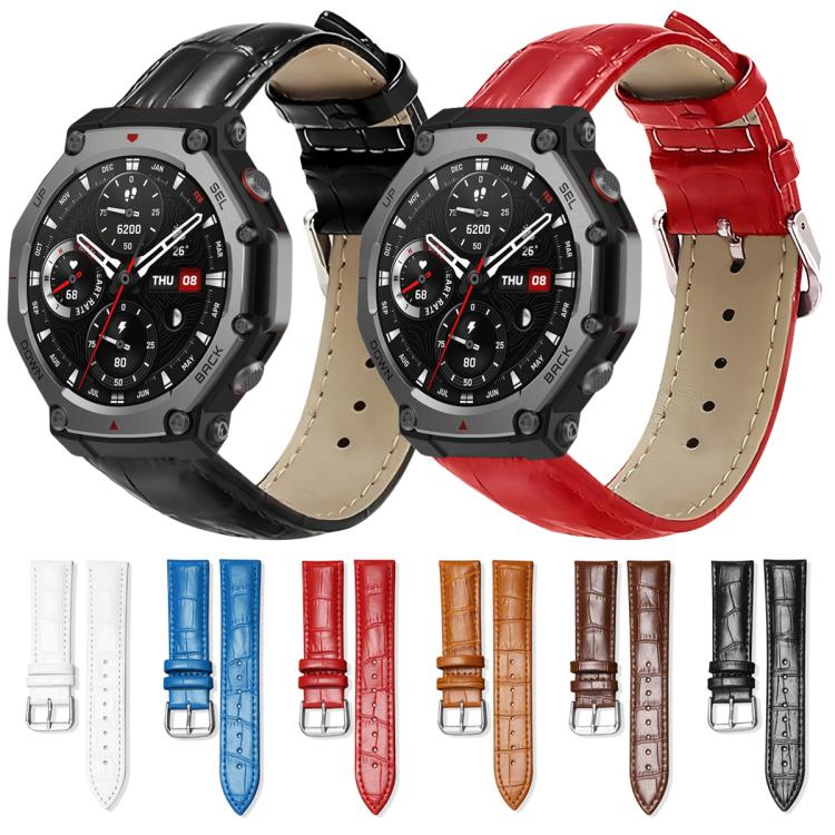 xDfind Bamboo Texture Pin Buckle Leather Watch Band, For Amazfit T-Rex3 22mm