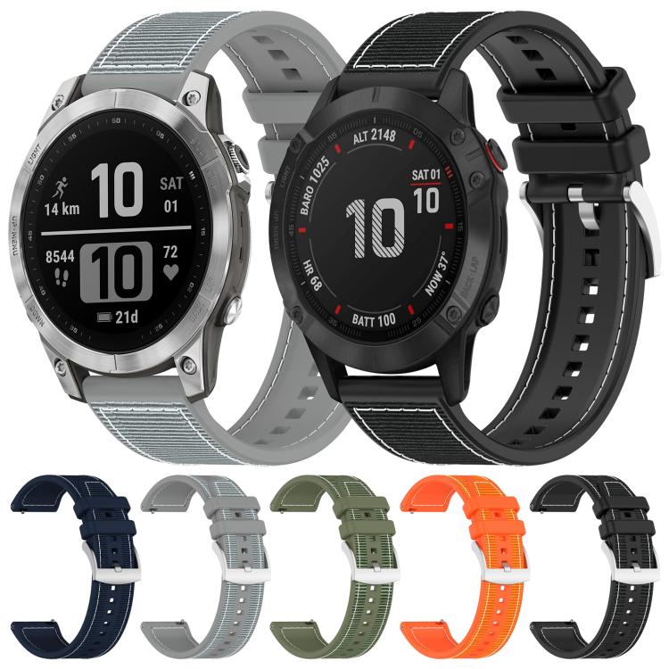 xDfind Hybrid Nylon Braid Silicone Watch Band, For Garmin Fenix 8/7X/6X/5X 26mm, For Garmin Fenix 8/7/6/5 22mm, For Garmin Forerunner 220/235/735/735XT 20mm, For Garmin Forerunner 35/30/35J 20mm