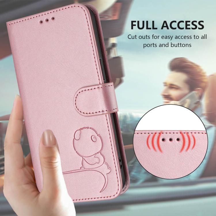 Litter Panda Embossing RFID Leather Phone Case with Lanyard, For Redmi Note 13 5G, For Redmi Note 13 Pro+ 5G, For Redmi 12 4G / 12 5G Global / India, For Redmi Note 12T Pro / Poco X4 GT