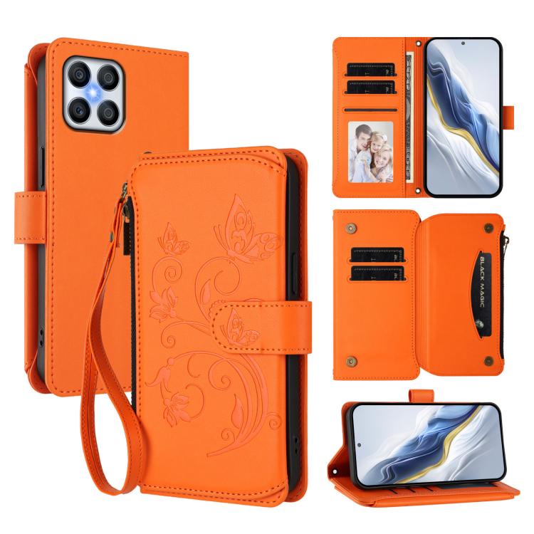 Butterfly Love Flower Multi-card Zipper Wallet Leather Phone Case, For Honor 70 5G, For Honor X8 4G / X30i 5G, For Honor 60 SE 5G