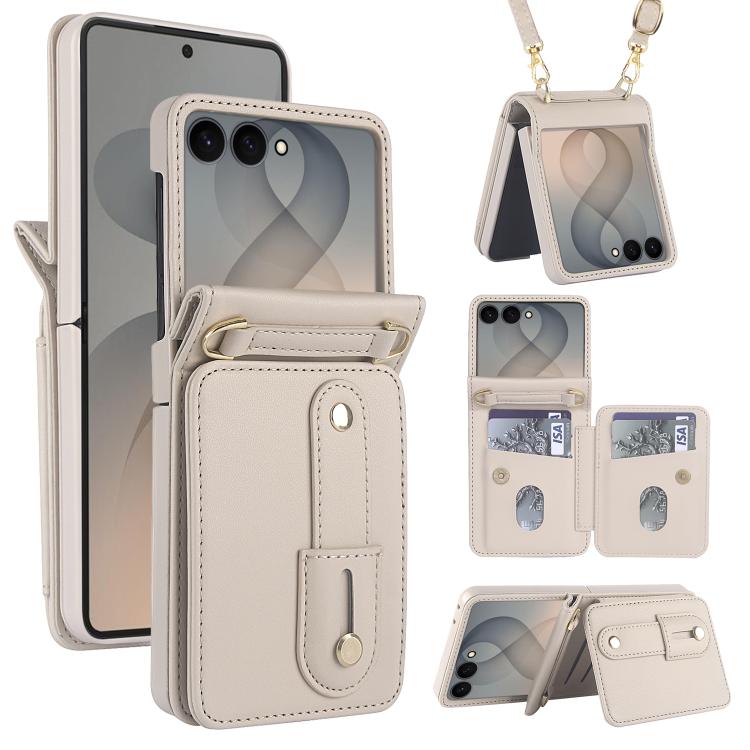 Wristband Vertical Flip Wallet Back Cover Phone Case with Long Lanyard, For Galaxy Z Fold8 Ultra 5G, For Samsung Galaxy Z Fold7 5G, For Samsung Galaxy Z Fold5 5G, For Samsung Galaxy Z Fold4 5G