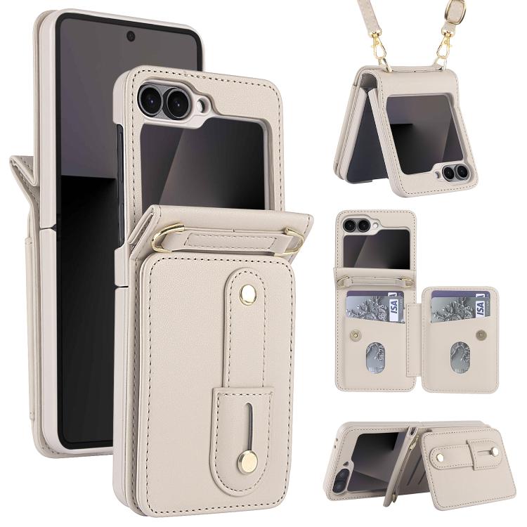Wristband Vertical Flip Wallet Back Cover Phone Case with Long Lanyard, For Galaxy Z Fold8 Ultra 5G, For Samsung Galaxy Z Fold7 5G, For Samsung Galaxy Z Fold5 5G, For Samsung Galaxy Z Fold4 5G