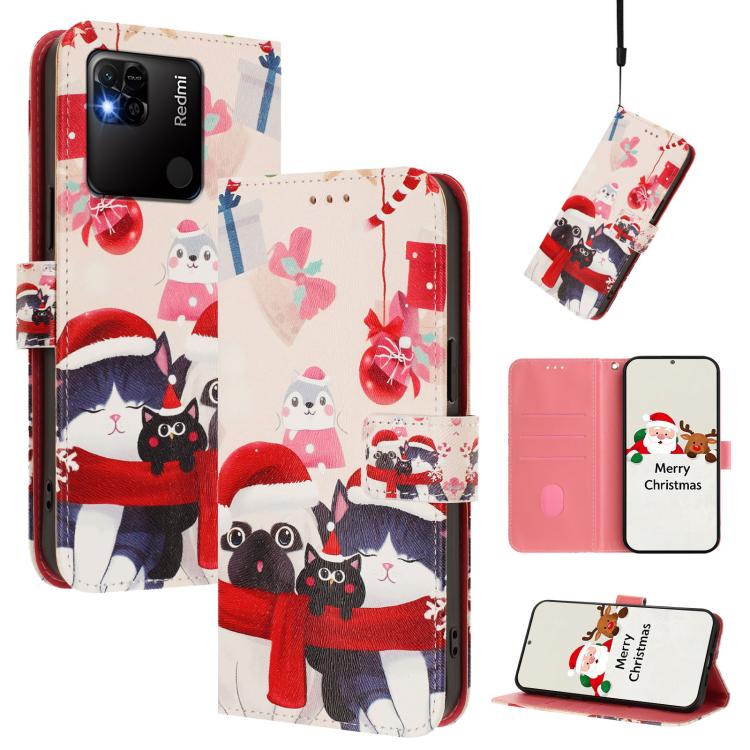 Christmas Series Buckle Leather Phone Case with Hand Strap, For Redmi Note 11 Pro+ 5G EU, For Redmi Note 11S / Xiaomi Poco M4 Pro 5G, For Redmi 10A / 9C