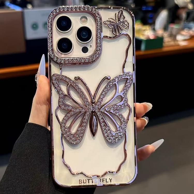 Hollow Butterfly Electroplating TPU Phone Case, For iPhone 16 Pro, For iPhone 16 Plus, For iPhone 16, For iPhone 15 Pro Max, For iPhone 15 Pro, For iPhone 15 Plus