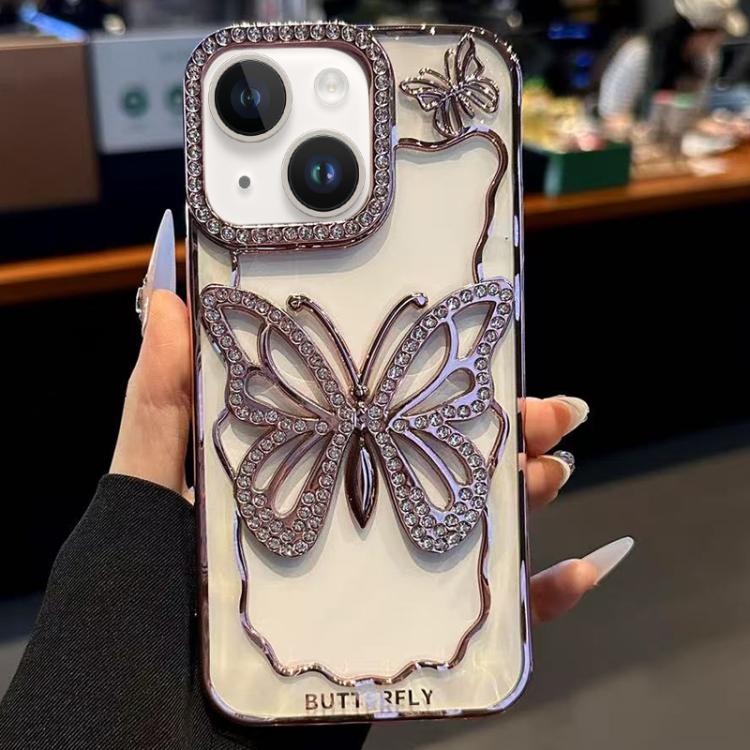 Hollow Butterfly Electroplating TPU Phone Case, For iPhone 16 Pro, For iPhone 16 Plus, For iPhone 16, For iPhone 15 Pro Max, For iPhone 15 Pro, For iPhone 15 Plus
