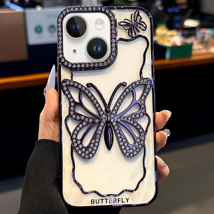 Hollow Butterfly Electroplating TPU Phone Case, For iPhone 16 Pro, For iPhone 16 Plus, For iPhone 16, For iPhone 15 Pro Max, For iPhone 15 Pro, For iPhone 15 Plus