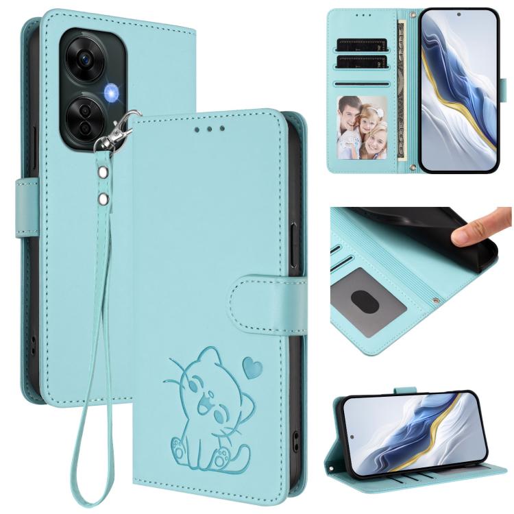 Embossed Heart Cat Leather Phone Case with Hand Strap, For OnePlus Nord CE3 Lite 5G / N30, For OnePlus Nord 3 / Ace 2V